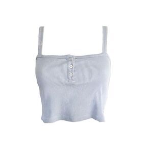 brandy melville ribbed button crop top